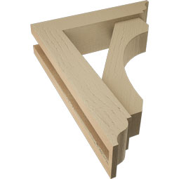 Ekena Millwork - BKTUR0352X14X18LEC01RCPR - Timberthane Faux Wood Legacy Style Bracket w/ Offset Brace, Traditional Ends, 3 1/2"W x 14"D x 18"H, Primed Tan