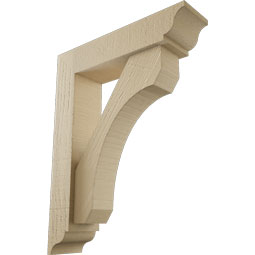 Ekena Millwork - BKTUR0352X14X18LEC01RCPR - Timberthane Faux Wood Legacy Style Bracket w/ Offset Brace, Traditional Ends, 3 1/2"W x 14"D x 18"H, Primed Tan