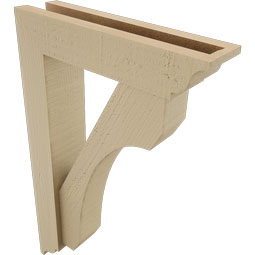 Ekena Millwork - BKTUR0352X14X22LEC01RCPR - Timberthane Faux Wood Legacy Style Bracket w/ Offset Brace, Traditional Ends, 3 1/2"W x 14"D x 22"H, Primed Tan