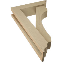 Ekena Millwork - BKTUR0352X14X22LEC01RCPR - Timberthane Faux Wood Legacy Style Bracket w/ Offset Brace, Traditional Ends, 3 1/2"W x 14"D x 22"H, Primed Tan