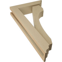 Ekena Millwork - BKTUR0352X14X26LEC01RCPR - Timberthane Faux Wood Legacy Style Bracket w/ Offset Brace, Traditional Ends, 3 1/2"W x 14"D x 26"H, Primed Tan