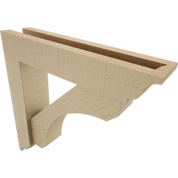 Ekena Millwork - BKTUR0352X16X16LEC01RCPR - Timberthane Faux Wood Legacy Style Bracket w/ Offset Brace, Traditional Ends, 3 1/2"W x 16"D x 16"H, Primed Tan