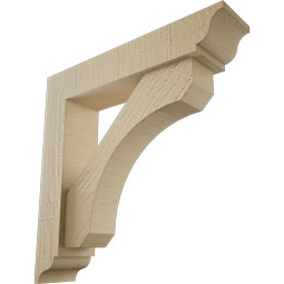 Ekena Millwork - BKTUR0352X16X16LEC01RCPR - Timberthane Faux Wood Legacy Style Bracket w/ Offset Brace, Traditional Ends, 3 1/2"W x 16"D x 16"H, Primed Tan