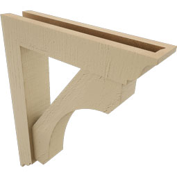 Ekena Millwork - BKTUR0352X16X20LEC01RCPR - Timberthane Faux Wood Legacy Style Bracket w/ Offset Brace, Traditional Ends, 3 1/2"W x 16"D x 20"H, Primed Tan