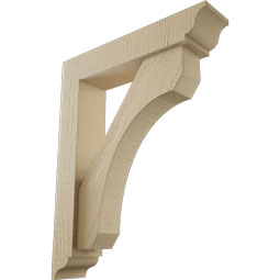 Ekena Millwork - BKTUR0352X16X20LEC01RCPR - Timberthane Faux Wood Legacy Style Bracket w/ Offset Brace, Traditional Ends, 3 1/2"W x 16"D x 20"H, Primed Tan