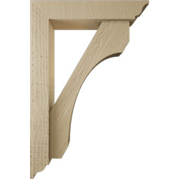 Ekena Millwork - BKTUR0352X16X24LEC01RCPR - Timberthane Faux Wood Legacy Style Bracket w/ Offset Brace, Traditional Ends, 3 1/2"W x 16"D x 24"H, Primed Tan