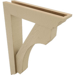 Ekena Millwork - BKTUR0352X16X24LEC01RCPR - Timberthane Faux Wood Legacy Style Bracket w/ Offset Brace, Traditional Ends, 3 1/2"W x 16"D x 24"H, Primed Tan