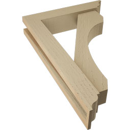Ekena Millwork - BKTUR0352X16X24LEC01RCPR - Timberthane Faux Wood Legacy Style Bracket w/ Offset Brace, Traditional Ends, 3 1/2"W x 16"D x 24"H, Primed Tan