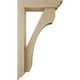Ekena Millwork - BKTUR0352X16X28LEC01RCPR - Timberthane Faux Wood Legacy Style Bracket w/ Offset Brace, Traditional Ends, 3 1/2"W x 16"D x 28"H, Primed Tan