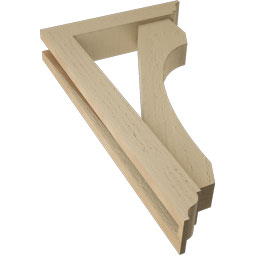 Ekena Millwork - BKTUR0352X16X28LEC01RCPR - Timberthane Faux Wood Legacy Style Bracket w/ Offset Brace, Traditional Ends, 3 1/2"W x 16"D x 28"H, Primed Tan