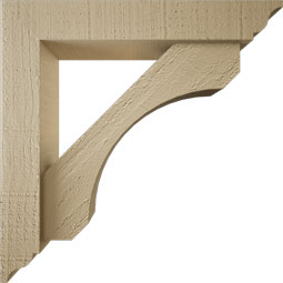 Ekena Millwork - BKTUR0352X18X18LEC01RCPR - Timberthane Faux Wood Legacy Style Bracket w/ Offset Brace, Traditional Ends, 3 1/2"W x 18"D x 18"H, Primed Tan