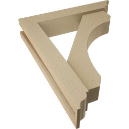Ekena Millwork - BKTUR0352X18X22LEC01RCPR - Timberthane Faux Wood Legacy Style Bracket w/ Offset Brace, Traditional Ends, 3 1/2"W x 18"D x 22"H, Primed Tan