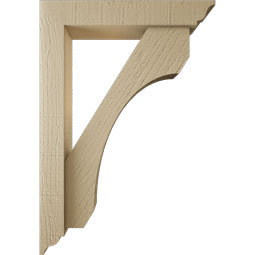 Ekena Millwork - BKTUR0352X18X26LEC01RCPR - Timberthane Faux Wood Legacy Style Bracket w/ Offset Brace, Traditional Ends, 3 1/2"W x 18"D x 26"H, Primed Tan