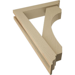 Ekena Millwork - BKTUR0352X18X26LEC01RCPR - Timberthane Faux Wood Legacy Style Bracket w/ Offset Brace, Traditional Ends, 3 1/2"W x 18"D x 26"H, Primed Tan