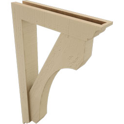 Ekena Millwork - BKTUR0352X18X30LEC01RCPR - Timberthane Faux Wood Legacy Style Bracket w/ Offset Brace, Traditional Ends, 3 1/2"W x 18"D x 30"H, Primed Tan