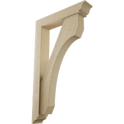 Ekena Millwork - BKTUR0352X18X30LEC01RCPR - Timberthane Faux Wood Legacy Style Bracket w/ Offset Brace, Traditional Ends, 3 1/2"W x 18"D x 30"H, Primed Tan