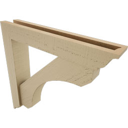 Ekena Millwork - BKTUR0352X20X20LEC01RCPR - Timberthane Faux Wood Legacy Style Bracket w/ Offset Brace, Traditional Ends, 3 1/2"W x 20"D x 20"H, Primed Tan