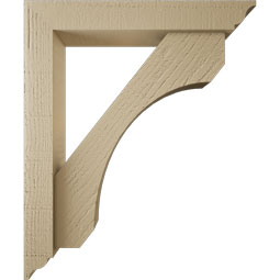 Ekena Millwork - BKTUR0352X20X24LEC01RCPR - Timberthane Faux Wood Legacy Style Bracket w/ Offset Brace, Traditional Ends, 3 1/2"W x 20"D x 24"H, Primed Tan