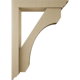 Ekena Millwork - BKTUR0352X20X28LEC01RCPR - Timberthane Faux Wood Legacy Style Bracket w/ Offset Brace, Traditional Ends, 3 1/2"W x 20"D x 28"H, Primed Tan