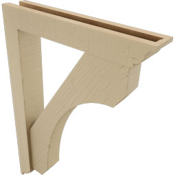 Ekena Millwork - BKTUR0352X20X28LEC01RCPR - Timberthane Faux Wood Legacy Style Bracket w/ Offset Brace, Traditional Ends, 3 1/2"W x 20"D x 28"H, Primed Tan