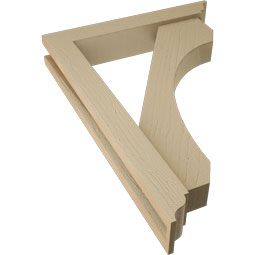 Ekena Millwork - BKTUR0352X20X28LEC01RCPR - Timberthane Faux Wood Legacy Style Bracket w/ Offset Brace, Traditional Ends, 3 1/2"W x 20"D x 28"H, Primed Tan