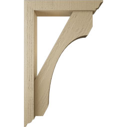 Ekena Millwork - BKTUR0352X20X32LEC01RCPR - Timberthane Faux Wood Legacy Style Bracket w/ Offset Brace, Traditional Ends, 3 1/2"W x 20"D x 32"H, Primed Tan