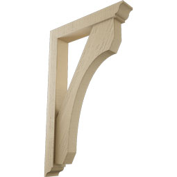Ekena Millwork - BKTUR0352X20X32LEC01RCPR - Timberthane Faux Wood Legacy Style Bracket w/ Offset Brace, Traditional Ends, 3 1/2"W x 20"D x 32"H, Primed Tan