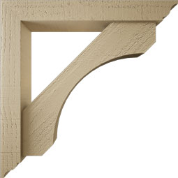 Ekena Millwork - BKTUR0352X22X22LEC01RCPR - Timberthane Faux Wood Legacy Style Bracket w/ Offset Brace, Traditional Ends, 3 1/2"W x 22"D x 22"H, Primed Tan