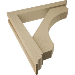 Ekena Millwork - BKTUR0352X22X22LEC01RCPR - Timberthane Faux Wood Legacy Style Bracket w/ Offset Brace, Traditional Ends, 3 1/2"W x 22"D x 22"H, Primed Tan