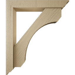 Ekena Millwork - BKTUR0352X22X26LEC01RCPR - Timberthane Faux Wood Legacy Style Bracket w/ Offset Brace, Traditional Ends, 3 1/2"W x 22"D x 26"H, Primed Tan
