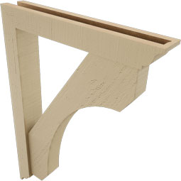 Ekena Millwork - BKTUR0352X22X30LEC01RCPR - Timberthane Faux Wood Legacy Style Bracket w/ Offset Brace, Traditional Ends, 3 1/2"W x 22"D x 30"H, Primed Tan
