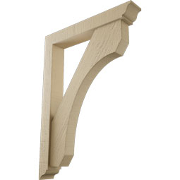 Ekena Millwork - BKTUR0352X22X30LEC01RCPR - Timberthane Faux Wood Legacy Style Bracket w/ Offset Brace, Traditional Ends, 3 1/2"W x 22"D x 30"H, Primed Tan
