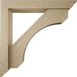 Ekena Millwork - BKTUR0352X24X24LEC01RCPR - Timberthane Faux Wood Legacy Style Bracket w/ Offset Brace, Traditional Ends, 3 1/2"W x 24"D x 24"H, Primed Tan