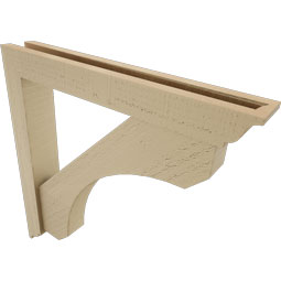 Ekena Millwork - BKTUR0352X24X24LEC01RCPR - Timberthane Faux Wood Legacy Style Bracket w/ Offset Brace, Traditional Ends, 3 1/2"W x 24"D x 24"H, Primed Tan
