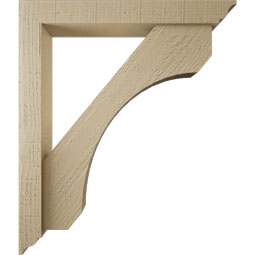 Ekena Millwork - BKTUR0352X24X28LEC01RCPR - Timberthane Faux Wood Legacy Style Bracket w/ Offset Brace, Traditional Ends, 3 1/2"W x 24"D x 28"H, Primed Tan