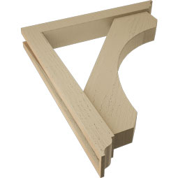 Ekena Millwork - BKTUR0352X24X28LEC01RCPR - Timberthane Faux Wood Legacy Style Bracket w/ Offset Brace, Traditional Ends, 3 1/2"W x 24"D x 28"H, Primed Tan