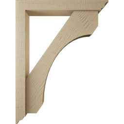 Ekena Millwork - BKTUR0352X24X32LEC01RCPR - Timberthane Faux Wood Legacy Style Bracket w/ Offset Brace, Traditional Ends, 3 1/2"W x 24"D x 32"H, Primed Tan