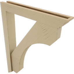 Ekena Millwork - BKTUR0352X24X32LEC01RCPR - Timberthane Faux Wood Legacy Style Bracket w/ Offset Brace, Traditional Ends, 3 1/2"W x 24"D x 32"H, Primed Tan
