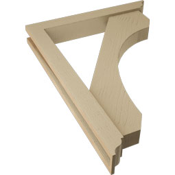 Ekena Millwork - BKTUR0352X24X32LEC01RCPR - Timberthane Faux Wood Legacy Style Bracket w/ Offset Brace, Traditional Ends, 3 1/2"W x 24"D x 32"H, Primed Tan