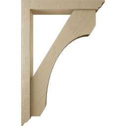 Ekena Millwork - BKTUR0352X24X36LEC01RCPR - Timberthane Faux Wood Legacy Style Bracket w/ Offset Brace, Traditional Ends, 3 1/2"W x 24"D x 36"H, Primed Tan