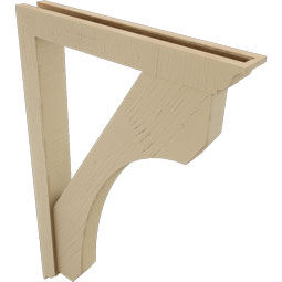 Ekena Millwork - BKTUR0352X24X36LEC01RCPR - Timberthane Faux Wood Legacy Style Bracket w/ Offset Brace, Traditional Ends, 3 1/2"W x 24"D x 36"H, Primed Tan