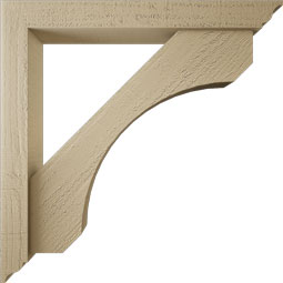 Ekena Millwork - BKTUR0352X26X26LEC01RCPR - Timberthane Faux Wood Legacy Style Bracket w/ Offset Brace, Traditional Ends, 3 1/2"W x 26"D x 26"H, Primed Tan