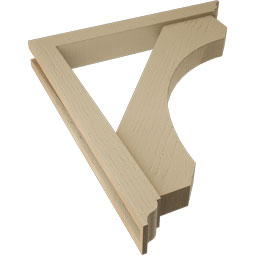 Ekena Millwork - BKTUR0352X26X30LEC01RCPR - Timberthane Faux Wood Legacy Style Bracket w/ Offset Brace, Traditional Ends, 3 1/2"W x 26"D x 30"H, Primed Tan