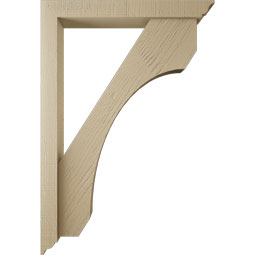 Ekena Millwork - BKTUR0352X26X38LEC01RCPR - Timberthane Faux Wood Legacy Style Bracket w/ Offset Brace, Traditional Ends, 3 1/2"W x 26"D x 38"H, Primed Tan