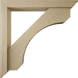 Ekena Millwork - BKTUR0352X28X28LEC01RCPR - Timberthane Faux Wood Legacy Style Bracket w/ Offset Brace, Traditional Ends, 3 1/2"W x 28"D x 28"H, Primed Tan