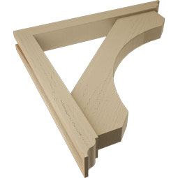 Ekena Millwork - BKTUR0352X28X28LEC01RCPR - Timberthane Faux Wood Legacy Style Bracket w/ Offset Brace, Traditional Ends, 3 1/2"W x 28"D x 28"H, Primed Tan
