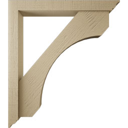 Ekena Millwork - BKTUR0352X28X32LEC01RCPR - Timberthane Faux Wood Legacy Style Bracket w/ Offset Brace, Traditional Ends, 3 1/2"W x 28"D x 32"H, Primed Tan