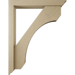 Ekena Millwork - BKTUR0352X28X36LEC01RCPR - Timberthane Faux Wood Legacy Style Bracket w/ Offset Brace, Traditional Ends, 3 1/2"W x 28"D x 36"H, Primed Tan