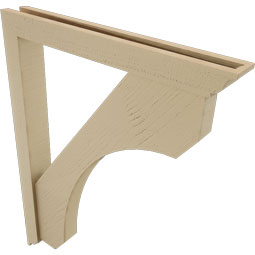 Ekena Millwork - BKTUR0352X28X36LEC01RCPR - Timberthane Faux Wood Legacy Style Bracket w/ Offset Brace, Traditional Ends, 3 1/2"W x 28"D x 36"H, Primed Tan