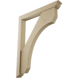 Ekena Millwork - BKTUR0352X28X36LEC01RCPR - Timberthane Faux Wood Legacy Style Bracket w/ Offset Brace, Traditional Ends, 3 1/2"W x 28"D x 36"H, Primed Tan